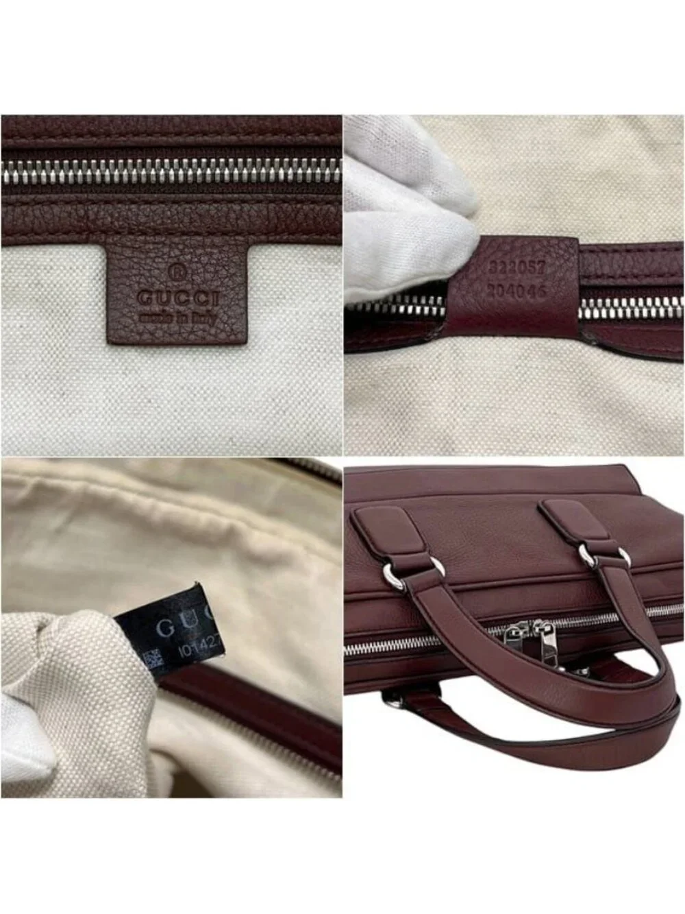 Gucci Briefcase Bordeaux Interlocking Document Gray Leather GG Business